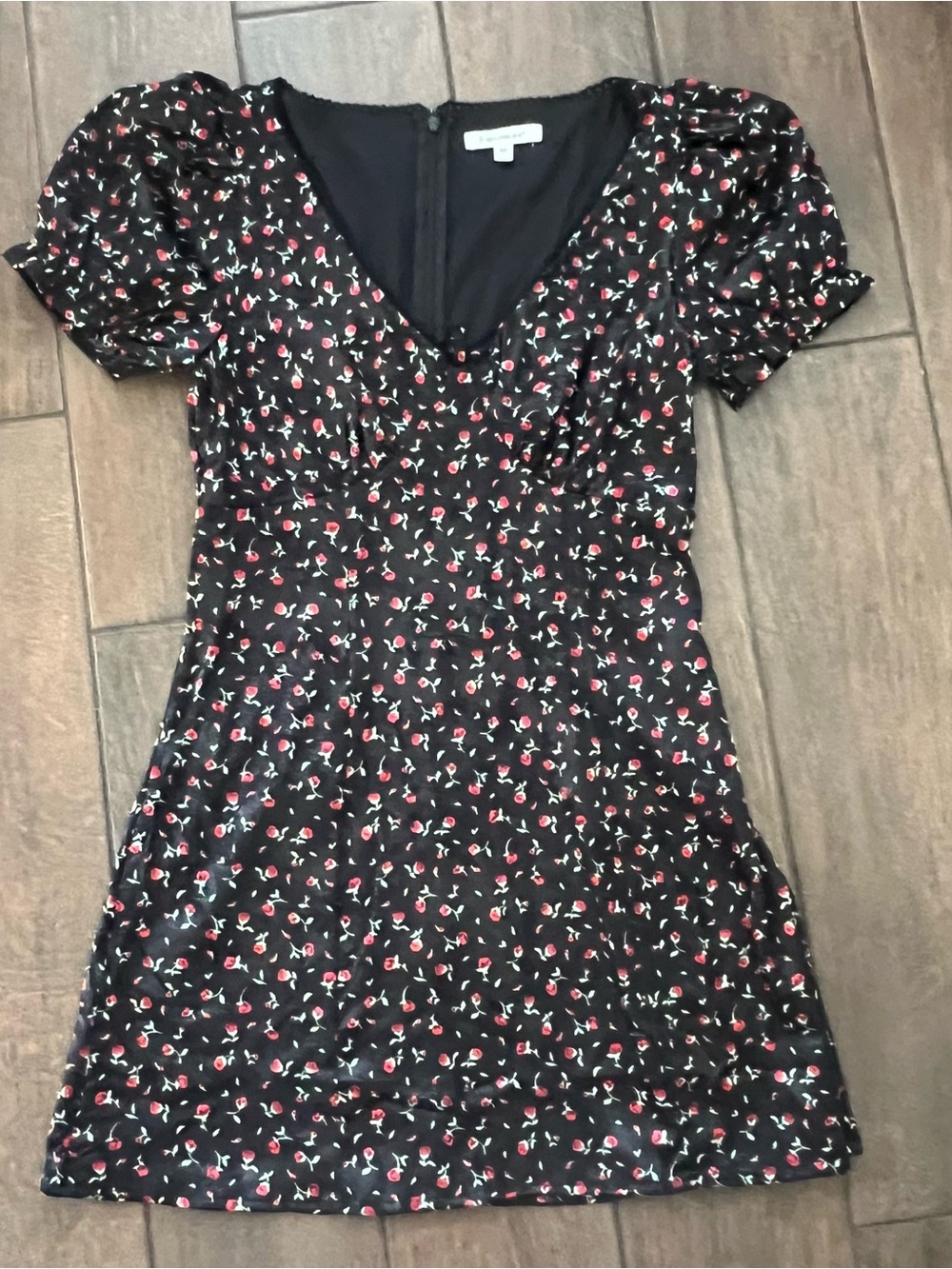 Black Red Floral Babydoll Dress Francesca's sz Medium